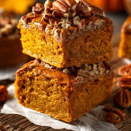 Image of fudgy Keto Pumpkin Blondies topped with spices