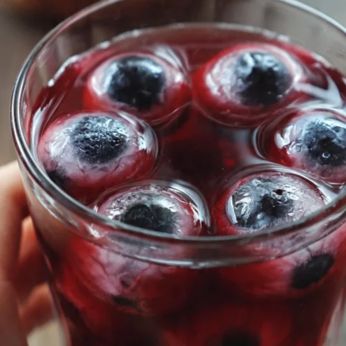 Spooky eyeball ice cubes adding a frightful touch to drinks