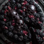 Delicious Black Velvet Halloween Cake decorated with spooky themes