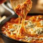 Ultimate Cheesy Hot Dip served in a bowl with tortilla chips