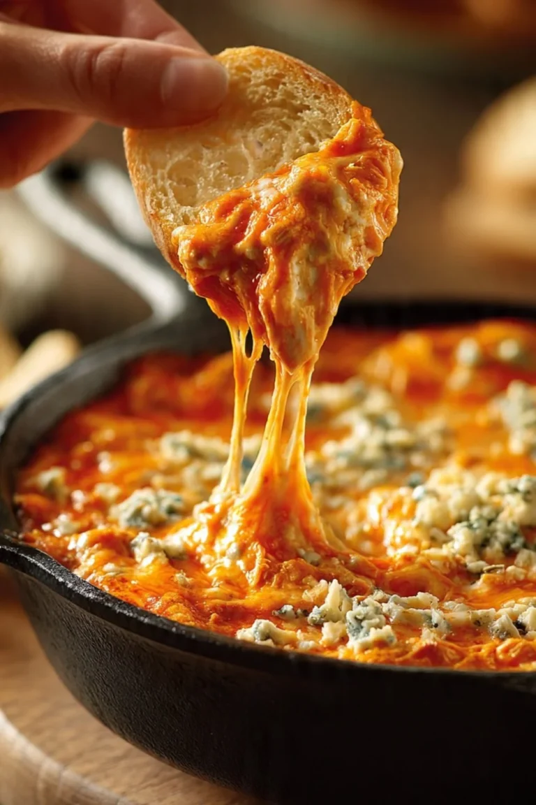 Ultimate Cheesy Hot Dip served in a bowl with tortilla chips