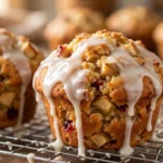 Delicious apple pie cups served on a rustic wooden table.