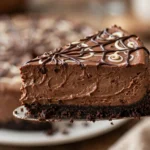 No-bake Chocolate Spiderweb Cheesecake with a decorated top