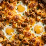 Delicious easy breakfast casserole with eggs, cheese, and vegetables