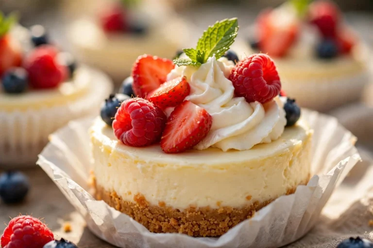 Delicious easy mini cheesecakes topped with fresh berries