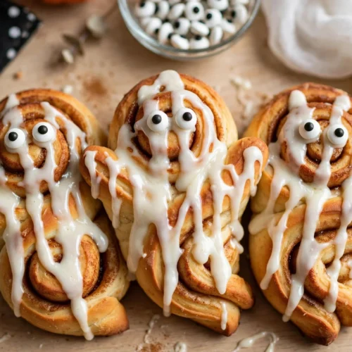 Delicious Ghost Cinnamon Rolls for Halloween festivities