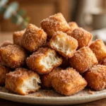 Freshly baked cinnamon sugar biscuit bites on a plate