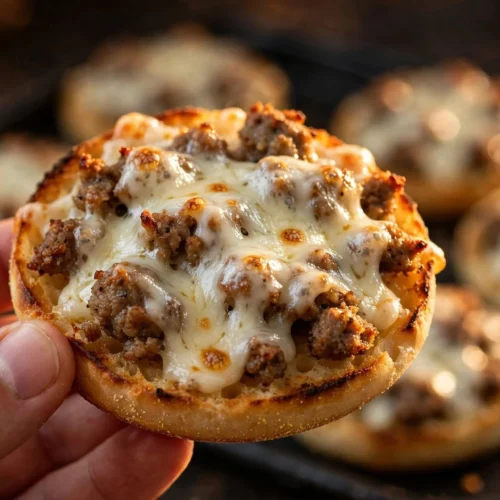 Delicious Breakfast Pizza Bagels topped with fresh ingredients and melted cheese.