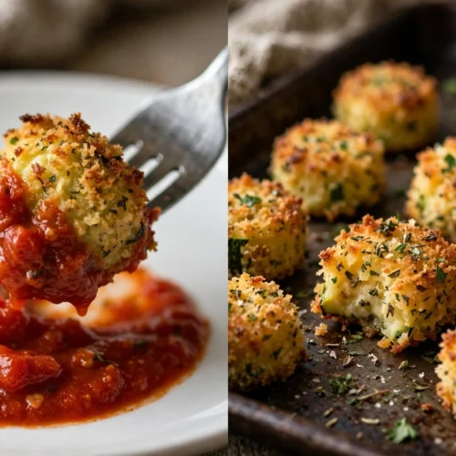Delicious zucchini garlic bites ready to serve as a healthy snack.